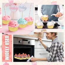 tazas de aluminio para hornear, forros para cupcakes con tapas, moldes para tartas con tapas y cucharas, tazas desechables para hornear de 5 onzas, para panadería, picnic, boda, de - 1 - Ver 8