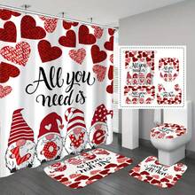 1/4pcs Dwarf, Heart, Rose Pattern Shower Curtain With Hooks, High Definition Digital Printing Polyester Fabric, Bathroom Divider Curtain For Wall And Bathtub, Washable Bathroom Decor Shower Curtain, Suitable For All Seasons - Multicolor - View 16