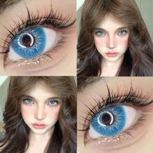 1 Paar blaue weiche farbige Kontaktlinsen 1 Jahr Einweglinsen 2 Stücke 14,2 mm hochwertige Linsen - Jährlich wegwerfbar - Übersicht 2