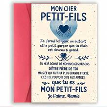 1pc Creative French Grandmother's Greeting Card For Grandson, Bilingual English And French Message - Cute Grandson Heart Design And French Phrases Birthday/Grandfather's Gift Card/Birthday Gift With Envelope - Multicolor - View 11