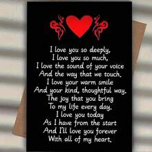 1 Thiệp chúc mừng Ngày Valentine sáng tạo và lãng mạn, món quà hoàn hảo dành cho bạn trai, bạn gái, vợ, chồng hoặc kỷ niệm ngày cưới. Món quà Ngày Valentine đầy ý nghĩa này có nền đen với họa tiết trái tim màu đỏ, kèm theo phong bì. - Nhiều màu - Xem 12