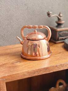 1pc Elegant Mini Metal Vintage Teapot, Water Kettle, 1:12/1:6 Dollhouse Kitchen Accessory Decor, Dollhouse Kitchen Supplies, Suitable For Halloween/Thanksgiving/Christmas/Valentine's Day Interesting DIY Decoration - Multicolor - View 4