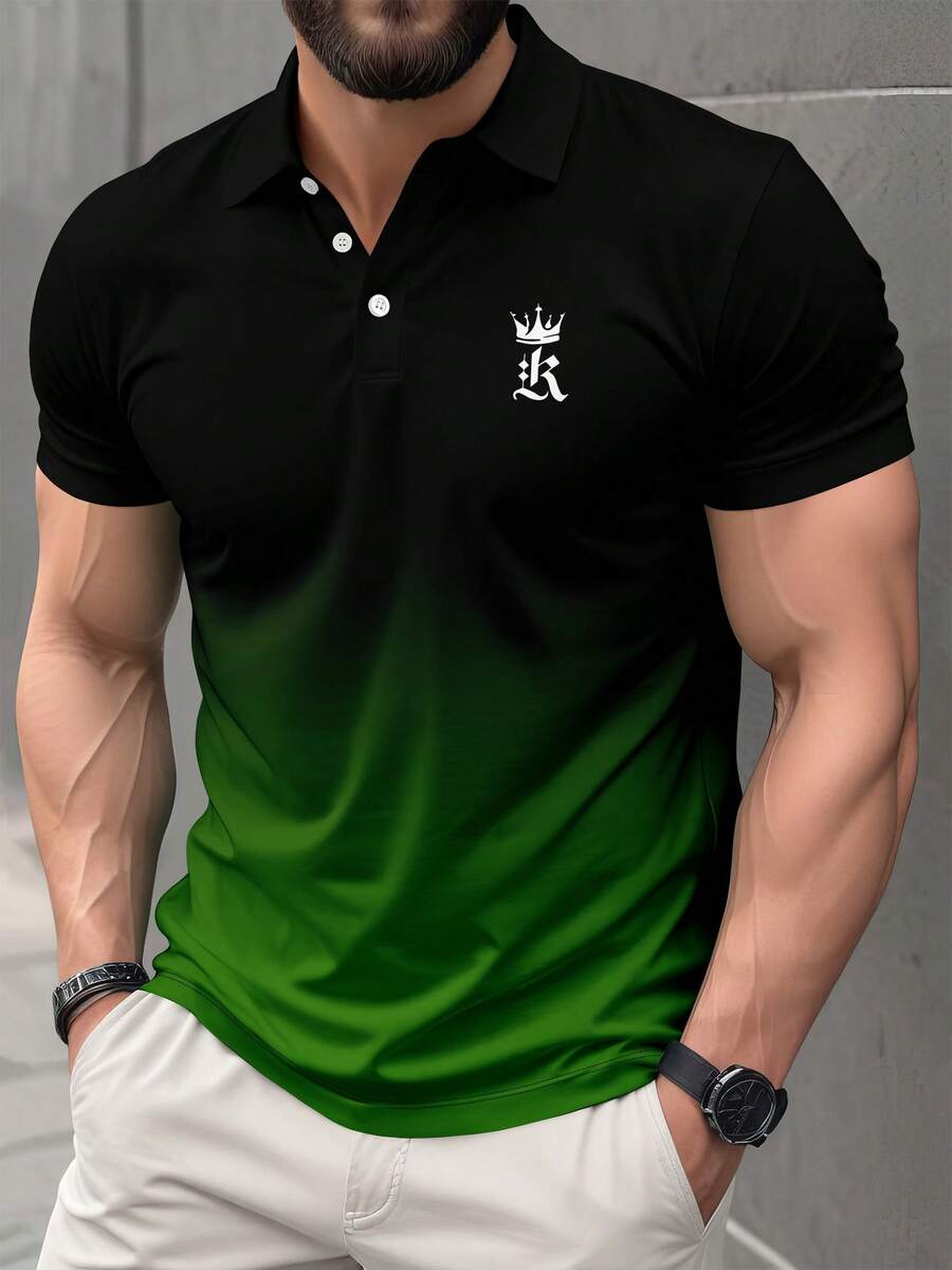 Men's New Lightweight Breathable Short Sleeve Polo T-Shirt, Summer - Green - View 1