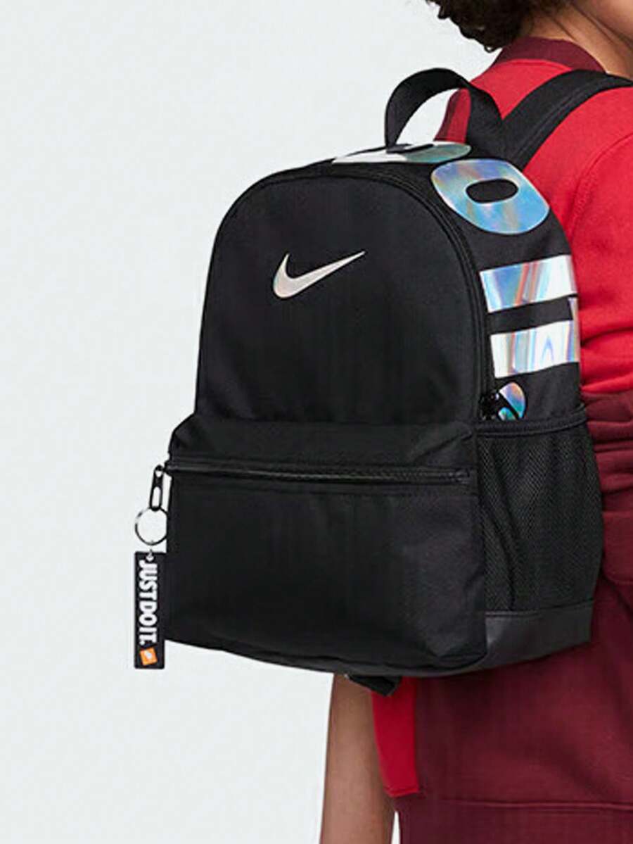 Nike Brasilia JDI Reflective Logo Print Polyester Mini Backpack, - Black - View 1