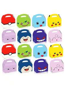 DOBBLE 8pcs/16pcs Party Candy Boxes, Cartoon Character Pattern Foldable Gift Bags, Suitable For Holiday, Birthday Party Supplies, Gift Packaging Boxes, Tote Bags - Multicolor - View 6