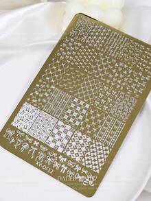 1件可爱蝴蝶结图案美甲模板，节日美甲印花板，DIY美甲沙龙设计礼品美甲配件工具，美甲印花 - 彩色 - 查看 3