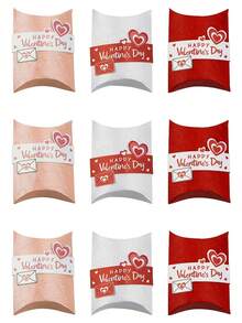 25个心形枕套礼盒装，多种颜色可选，纸质材质，适用于婚礼、周年纪念、生日、节日礼物、情人节礼物、情人节装饰和情人节派对。 - 彩色 - 查看 2