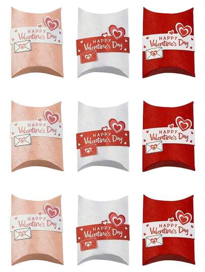 25pcs Heart Shaped Pillow Case Gift Box, Multiple Colors Available, Paper Material, Suitable For Wedding, Anniversary, Birthday, Holiday Gifts, Valentine's Day Gifts, Valentine's Day Decor And Valentine's Day Party