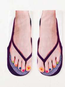 1/4 Pair 3D Flip Flop Socks, Funny & Unique Unisex Ankle Socks, Women Knee High Socks - Multicolor - View 11