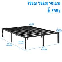 Bed Frame 90x200/140x200/160x200 Cm, Metal Bed, Guest Bed, Youth Bed For Bedroom, Double/Single Bed, Black - Black - View 8