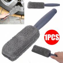1PC/Microfiber Long-Handled Tire Cleaning Brush | Plush Tire & Wheel Rim Brush.