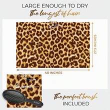 Ultra-Fine Microfiber Hair Towel Wrap And Wet/Dry Detangling Brush - - Anti-Frizz Turban For Curly Or Wavy Haired Women Girls And - Quick Drying - Good For Travel Leopard - Leopard - View 3