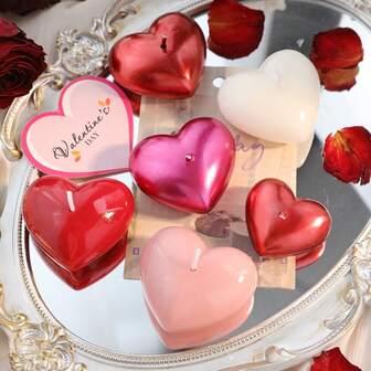 1pc/10pcs Heart-Shaped Scented Candles, Available In Large And Small Sizes, Multiple Colors, Suitable For Valentine's Day Decor, Valentine's Day Gifts, Birthday Gifts, Decoration For Study, Bathroom, Desk Or Room, Stunning Whether Lit Or Unlit, Perfect Choice For Winter, Holidays And Occasions