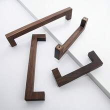 Nordic Wood Drawer Handle Solid Walnut Wood Kitchen Wardrobe Shoe Organizer Handles Dresser Knobs Cabinet Handles - Multicolor - View 3