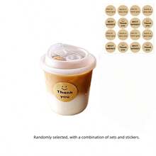 1pc/20pcs Insulated Plastic Cup With Lid, Leak-Proof Design (Random Sticker Styles), Suitable For Milk Tea, Coffee, Juice And Other Beverages. Great For Takeout From Beverage Shops Or Homemade Drinks. U-Shaped Cup, Stylish And Practical.