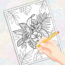 1 Adult & Teen Floral Coloring Book, 25 Single-Sided Patterns, A4 Size, Thick Smooth Paper, Painting & Coloring, Relax & Relieve Stress, Holiday & Birthday Party Gift - Flower - View 6