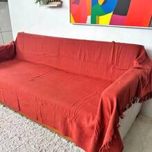 Set Of 2 Extra Large King Size Sofa Throws, Size 3 Meters X 1.80 Meters, Decorative For A Luxurious Home, 100% Cotton Reinforced Protective Cover - 紅陶 - 查看 6