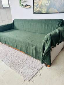Set Of 2 Extra Large King Size Sofa Throws, Size 3 Meters X 1.80 Meters, Decorative For A Luxurious Home, 100% Cotton Reinforced Protective Cover - 軍綠色 - 查看 4