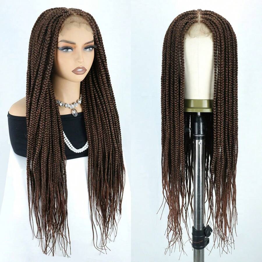 30 Inch Synthetic Braided Wig With 4"X4" Lace Front, Lace Box Braided Wig For Daily Wear - Multicolor - View 1