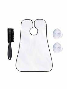 2件装男士胡须剃须围裙 - 黑色涤纶毛发收集围裙 - 耐用清洁围兜，适用于理发师和剃刀 - 易于清洁且牢固固定 - 黑與白 - 查看 12