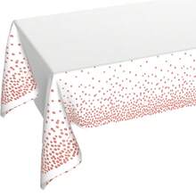 1Pc White And Gold Dot Premium Disposable Plastic Tablecloth 54 X 72 In - Polka Dot Plastic Table Cloth Disposable Tablecloth For Rectangle Table, Rectangular Camping Table Cover For Birthday Party Picnic Babyshower Engagement Party Decorations, Baptism Decorations (Blue, Pink, Black, Green, Red, Gold) - Multicolor - View 5