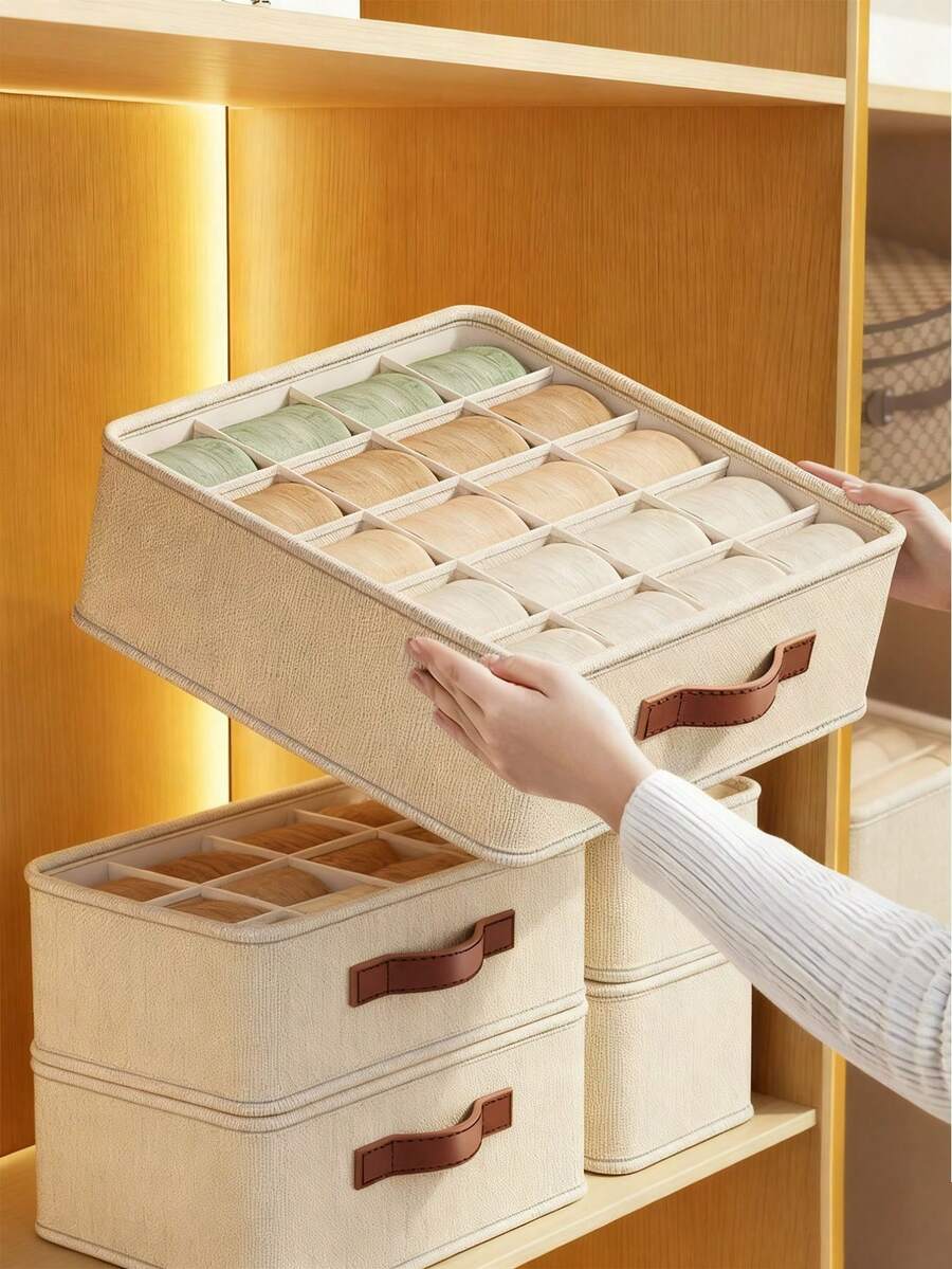 可折叠布艺收纳盒,衣柜,梳妆台,抽屉,收纳盒,纺织品篮,垃圾桶,容器,衣物分隔架,胸罩,袜子,内衣,衣物网格内衣收纳盒,抽屉式可折叠收纳盒,家用胸罩袜子收纳盒,天山内衣收纳盒,带分隔的卧室内衣抽屉收纳盒,多功能宿舍,家用衣柜,内衣收纳盒装饰,节日装饰,房间装饰,家居装饰,卧室装饰,正装裤,鞋子,牛仔裤,靴子,裙子 - 米色 - 查看 1