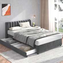Bed Frames - Gray + Velvet + 140cm*200cm - View 4