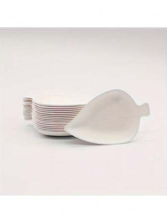 10/30/50pcs Single-Use Bamboo Leaf-Shaped Small Bowls - Durable Wooden Dishware For Serving Sauces, Dips, And Condiments, Perfect For Parties, Dinners, And Picnics