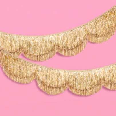 kumozawa 1pc Gold Tiered Fringe Backdrop - 5 Feet | Bachelorette Party Decor, Birthday Party Decor, HBD Decor, Photo Booth Backdrop