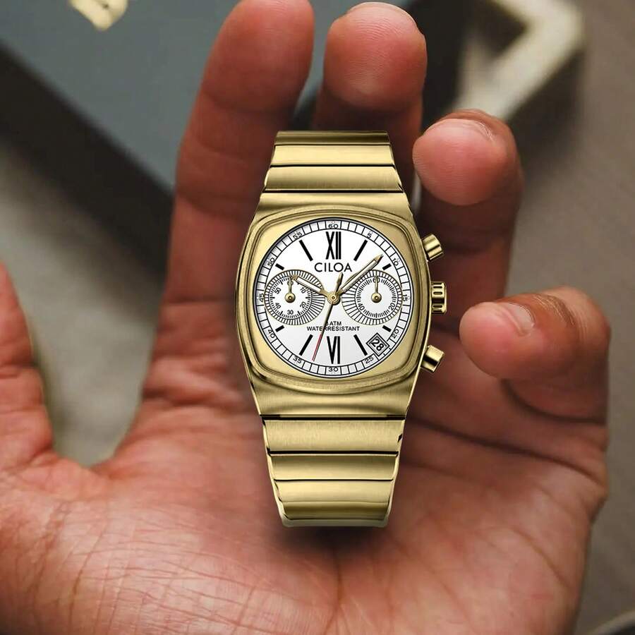 1pc CILOA Men's High-End Business Waterproof Quartz Watch, Casual Everyday Wear - 白色 - 查看 1