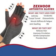 2-Pack Arthritis Compression Gloves (Men & Women) | Carpal Tunnel Pain Relief - Fingerless Typing Gloves (Both Hands) - 灰色+黑色 - 查看 6