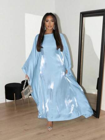 Elegante vestido de fiesta de mujer con mangas de murciélago estilo árabe