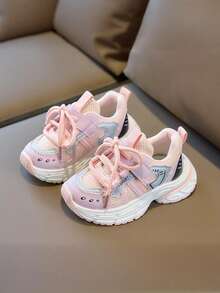 Toddler Boys' Breathable Athletic Sneakers, Soft Sole Mesh Running Shoes For 1-3 Years Old, Spring/Autumn - Pink - View 2