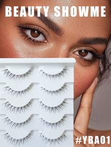 Beauty Showme 5 Pairs Natural Wispy Mink Fur False Eyelashes, Transparent Lash Bands, DIY Cosplay Fake Lashes, Suitable For New Year, Christmas And Other Occasions - YBA01 - View 6