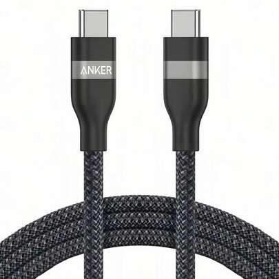 anker A82E2 Type-C Braided Charging Cable, Efficient Charging, High-Density Braided Protection, Wide Compatibility With Multiple Devices, Anti-Bending Braiding, Durable And Break-Resistant, Black