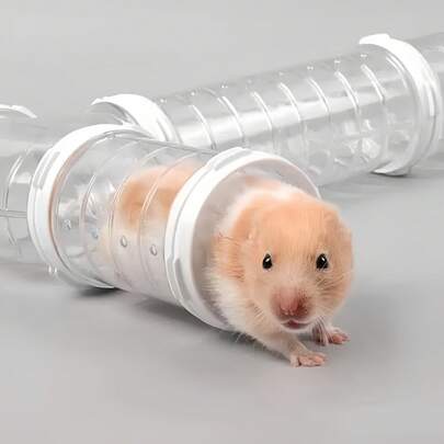 18개 햄스터 & 저빌 & 기니피그 터널 시스템 잠금 연결 가능 파이프 포함 - 투명 PVC 모듈식 소형 동물 케이지 서식지, 쉬운 조립 햄스터 튜브 훈련용, 먹이 찾기용 - 햄스터 케이지, 어항 & 설치류 집, 기니피그 용품, 햄스터 액세서리와 호환 가능