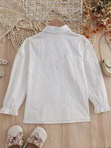 Áo sơ mi dài tay màu trắng có cổ cho bé gái, mùa xuân - trắng - Xem 2