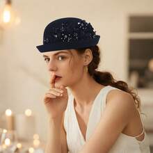 1pc Elegant Women's Felt Fedora Hat - Polyester Woven Lightweight Non-Stretch Hat, Suitable For New Year And Church Weddings - No Feathers, Hand Wash Or Dry Clean Only, Suitable For Daily Activities, Gatherings, Parties, Can Be Used As Holiday And Mother's Day Gifts, One Size Hair Sleep Cap - Other Colors for Style B - View 19