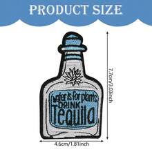 1pc Tequila Bottle Shaped Embroidered Patch, DIY Clothing Decoration Accessory - Multicolor - View 6