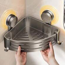 Bathroom Suction Cup Storage Rack, No Need For Punching, Suction Cup, Tripod, Used For Shower Rooms, Tiles, Multifunctional Storage Rack, Suitable For Dormitory And Home Use Bathroom Accessories - Grey - View 4