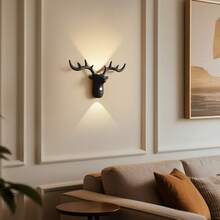 Lámpara de pared con sensor de movimiento con forma de cabeza de ciervo - Luz de pared LED inalámbrica recargable por USB, luz nocturna de inducción de 1200mAh, para oficina/dormitorio/escaleras, decoración navideña/de Halloween para habitación - Multicolor - Ver 11