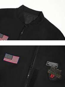 Áo khoác bóng chày cổ bẻ kiểu dáng rộng rãi, thời trang mới, phong cách bạn trai, dành cho nam, mùa xuân hè, thoải mái, thể thao, màu đen. - màu đen - Xem 4