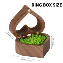 LETURE Wood Ring Display Box With Transparent Cover Single Slot 2 Slot, Heart Shaped Person.Alized Wooden Jewelry Box For Proposal Engagement Wedding Ceremony Anniversary (With Moss),WithMoss - 含苔蘚 - 查看 3