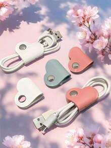 Set de regalo de 5 piezas de accesorios digitales esenciales, que incluye cable de carga con forma de corazón, organizador de cable de auriculares, soporte de cable de cuero de PU, adecuado para cargadores, cables, auriculares, baterías portátiles, para viajes, oficina, dormitorio, para hombres y mujeres - Multicolor - Ver 11