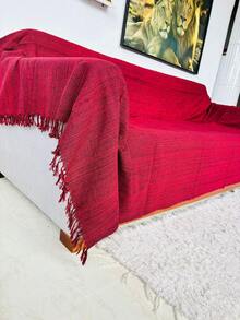 Set Of 2 Extra Large King Size Sofa Throws, Size 3 Meters X 1.80 Meters, Decorative For A Luxurious Home, 100% Cotton Reinforced Protective Cover - 混合紅 - 查看 3