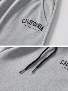 Men's Drawstring Spring/Summer Lightweight Loose Elastic Sports Pants, Fashion Letter Print Sweatpants - Grey - View 5
