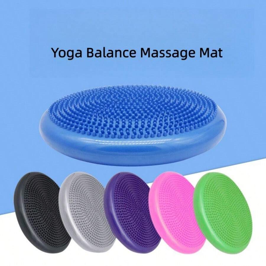 Professional Yoga Training Air Cushion, Yoga Balance Pad, Yoga Massage Seat Cushion, Inflatable Pad, Stable Balance Disc, Vestibular Balance Disc, Wobble Seat Cushion, Core Balance Disc For Sensory Input, Massage Ball Ankle Trainer, Anti-Fall/Thick/Balance Ball, Product Size Approx. 34CM*34CM (Small Error) - Multicolor - View 1