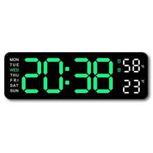 Reloj Digital LED de Gran Pantalla – Versión Personalizada en Español, Modelo Grande / Mediano / Pequeño / Cuadrado, Pantalla HD con hora, fecha, día y temperatura, brillo automático de 10 niveles, temporizador 99:99, doble alarma programable, memoria de apagado, diseño recargable (batería no incluida), ideal para hogar, oficina, escuela, gimnasio, tiendas y espacios comerciales; incluye control remoto en modelos Grande y Cuadrado - Verde - Ver 15
