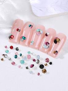 1盒彩色Y2K美学美甲水钻，彩色树脂尖底水钻，适用于DIY美甲装饰、美甲宝石、美甲用品、美甲配件 - 彩色 - 查看 3