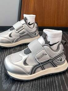 Boys Girls Casual Sneakers Lightweight Soft Sole Breathable Running Shoes Comfortable Kids Sports Shoes - Silver - View 3